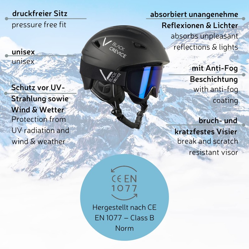 Black Crevice Helmet Set, Matt White/Black, XS