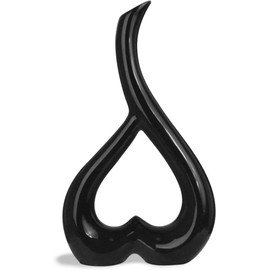 Arawat Ceramic Vase Black Heart Vases Decoration Living Room Modern Tulip Vase Flower Vase Table Decoration Vase for Pampas Grass Flowers Decoration Aesthetic Nordic Vases Wedding Gift 26 cm