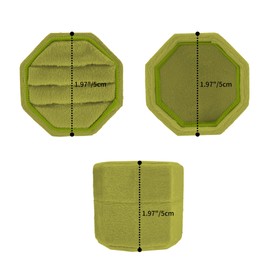 Velvet Ring Box, 3 Slots Octagonal Jewelry Ring Gift Box Vintage Ring Display Holder Case with Detachable Lid for Proposal Engagement Wedding Ceremony(Army-Green)