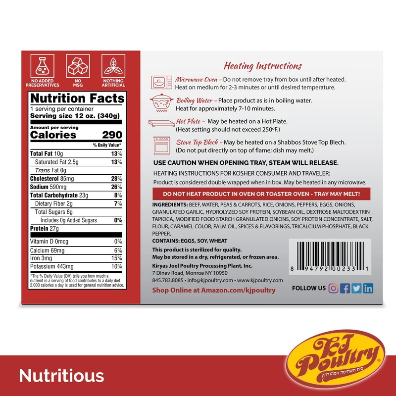 KJ Poultry Kosher Ready Meals - Beef Pepper Steak &