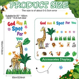 Honoson 43 Pcs Sunday School Classroom Door Decor Bulletin Board Set God Has a Spot for You Door Decor Jungle Safari Cutout for Classroom Back to School Educational Learning Activities