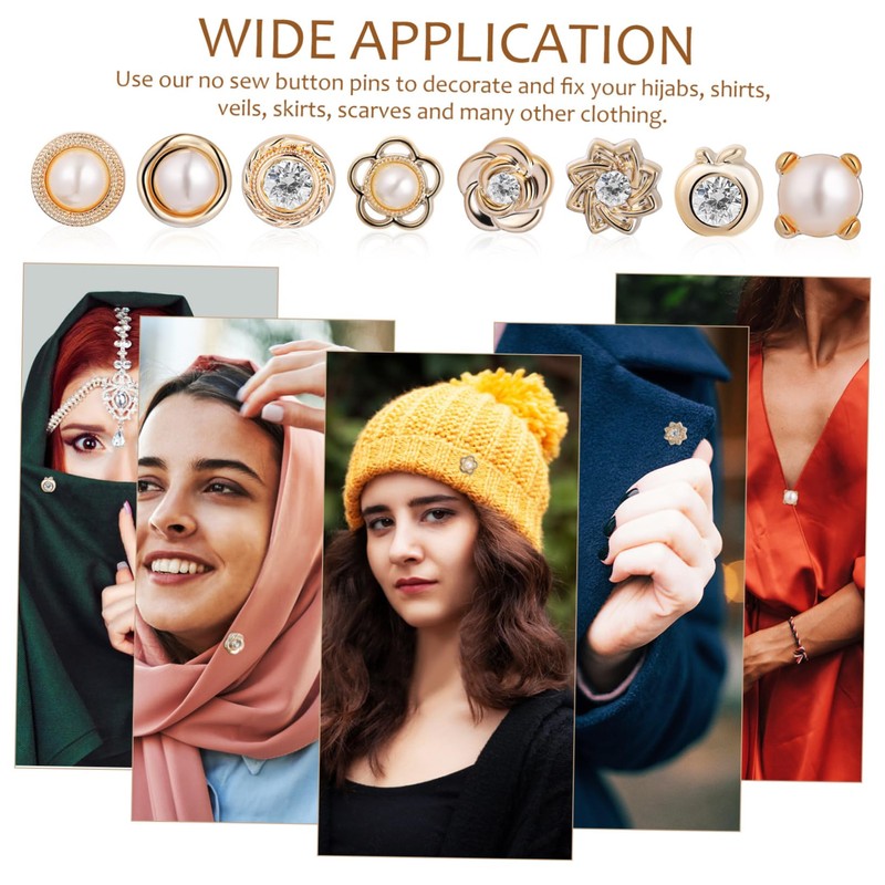 SHINEOFI 8pcs Magnetic Hijab Pins Stylish No Sew Buttons for