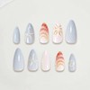 24PCS Ocean Theme Press On Nails - 3D Blue White