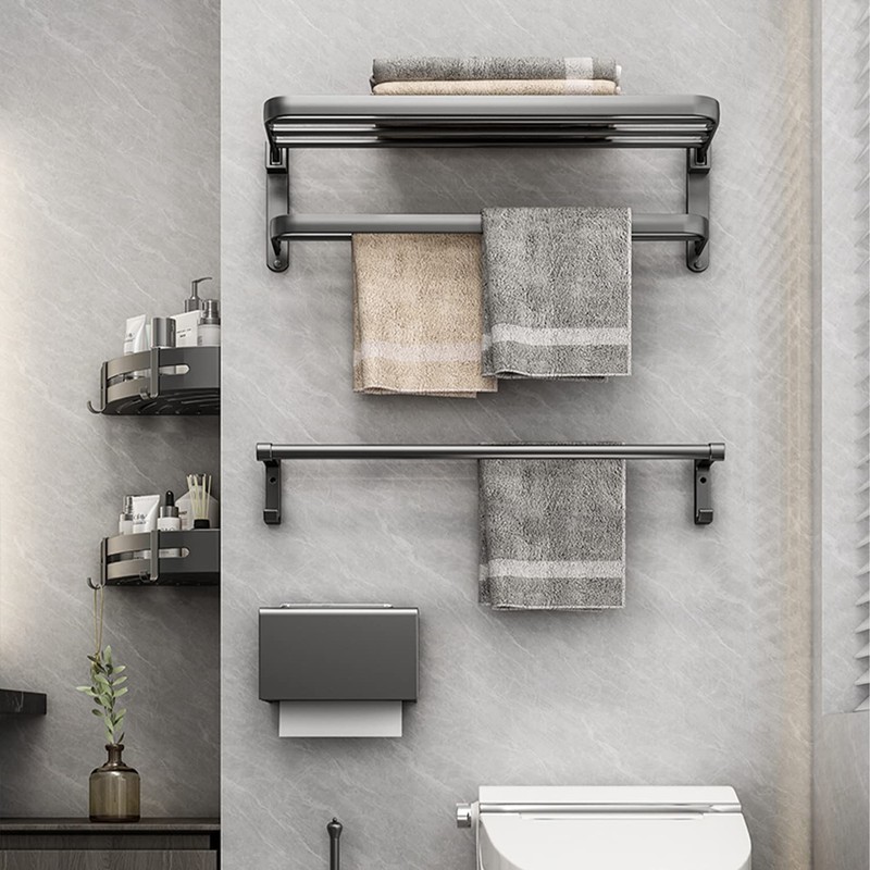 BOZWELL Bathroom Lavatory Towel Rack with Two Towel Bars,24-Inch Towel