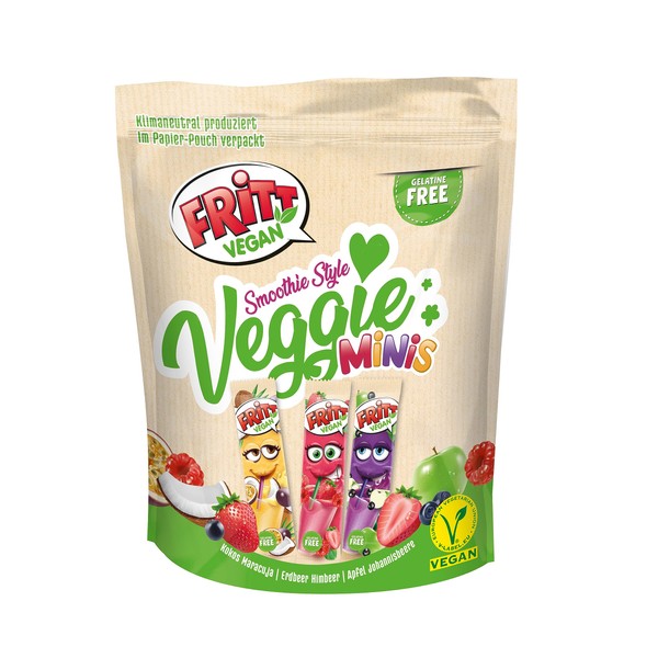 FRITT Vegan Smoothie Style-Mix Minis 135g, 100% Vegan, Mini Kaubonbon-Streifen für alle Smoothie Lover