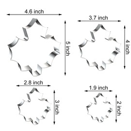 Maple Leaf Cookie Cutter Set Large - 5 Inch, 4 Inch, 3 Inch, 2 Inch - Fall Leaves Autumn Cookie Cutters Shapes Fondant Molds for Baking - Stainless Steel