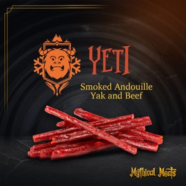 Mythical Meats Humanoid Flavor Yeti 12-Pack Snack Sticks – Smoked Andouille Yak and Beef – Dried & Dehydrated Meats Seasoned to Perfection – High Protein Snacks