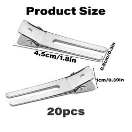 20pcs Metal Hair Clips,1.8in Pin Curl Clips Hair Sectioning Clips,Hair Styling Clips Salon and Home Hair Cutting Clips for Hairdresser (Non-Slip, 20-Pack)
