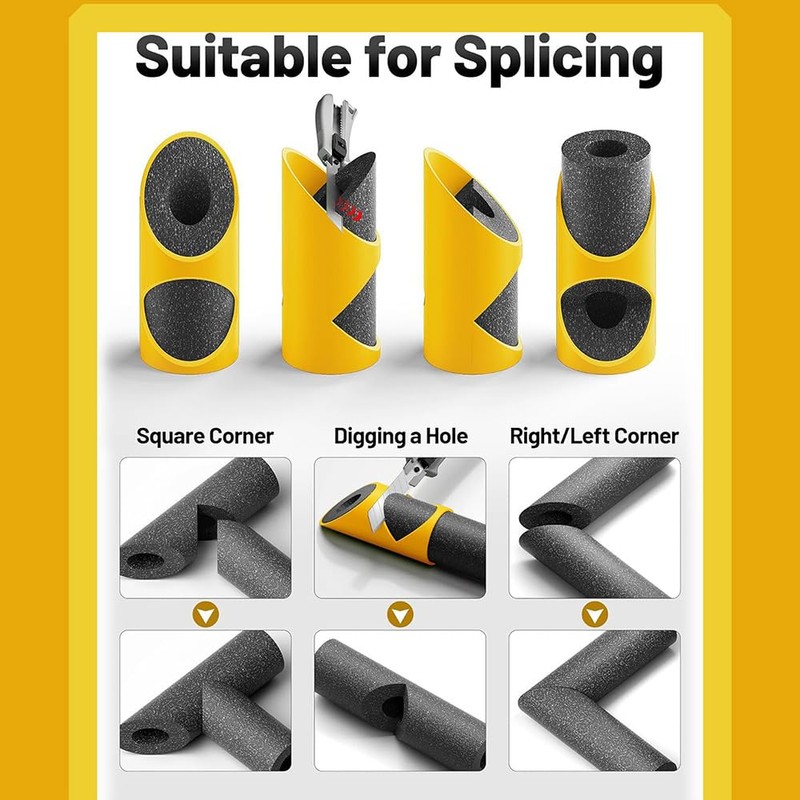 6-Piece Foam Pipe Cutting Kit with 15-53mm Insulation Cutting Guides