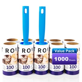 1000 Blatt Extra Klebrig Fusselrolle für Tierhaare Kleidung,Fusselroller Tierhaarentferner Fusselbürste für Haare Katzenhaare Hundehaare (10 Rollen mit 2 Abroller)