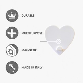 KalaMitica - Set of 2 Magnetic Wall Hangers with Powerful Magnet - White Hearts