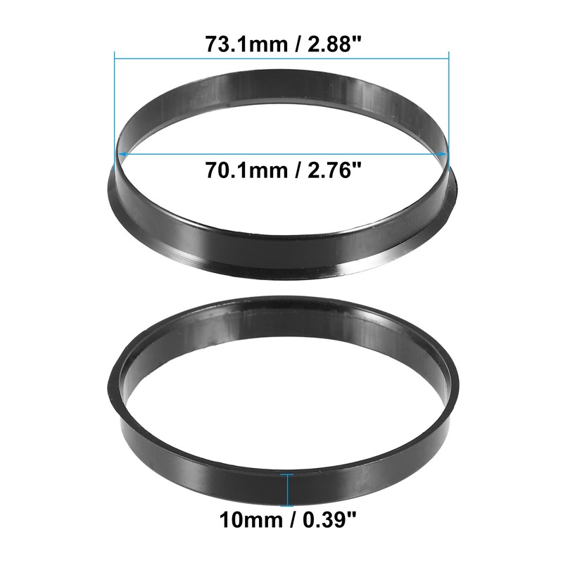 ACROPIX 73.1mm to 70.1mm Universal Car Hub Centric Rings Black