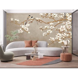 Dslbz Magnolia Flower and Bird Wall Mural Wallpaper for Bedroom 98" x 71"(W x H)