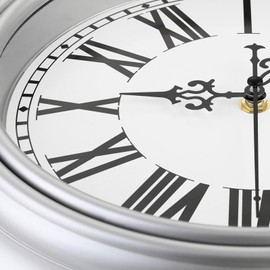 Plumeet Classic Wall Clock 25 cm Quiet Retro Wall Clock without Ticking Noises for Living Room Bedroom Wall Clock with Roman Numerals Silver