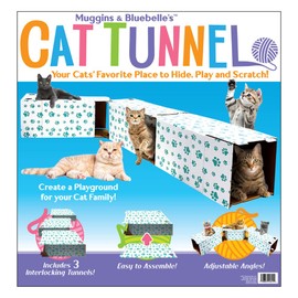 Muggins & Bluebelle's Cat Tunnel to Hide, Play and Scratch with 3 Interlocking - Easy to Assemble and Collapsible Kitty Tunnels