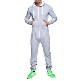 WowFab Mens New Jumpsuit Fleece Pyjamas Tracksuit Onesie Beautiful Elegant Playsuit Men's Onesie Overalls Hoodies Sleepwear Suit (Grey-M)