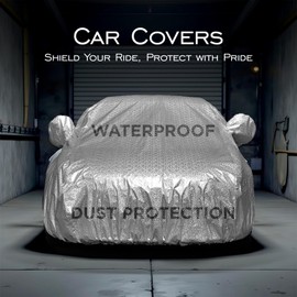 ENEW Waterproof Car Cover for Large Sedan (209-218 inch), Universal Fit with Zipper Cotton, All-Weather UV, Snow, and Wind Protection, Ultimate Body & Mirror Protection, Dustproof