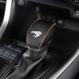 Toyota Harrier 80 Series Exclusive Shift Knob Cover Shift Grip Cover HARRIER 80 Series Accessories PU Leather Harrier Emblem Interior Parts Scratch Prevention Dirt Prevention Car Supplies (Black +