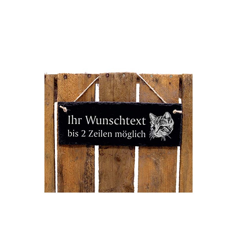 Door Sign with Kitten Cat Design Engraved Slate 22 x