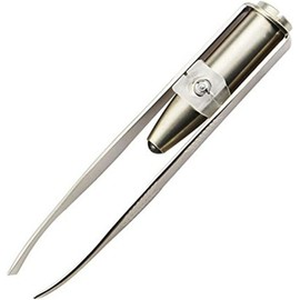 Silver Creative Led Light Eyelash Eyebrow Hair Removal Stainless Steel Make Up Tweezer and Practicality, Hair Removal Tweezers (8.8x0.8x1.6cm)