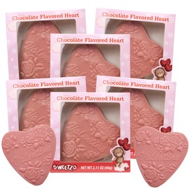 Giant Chocolate Flavored Hearts, Sweet Anniversary Treat for Girlfriend, 2.11 Ounces (Pack of 6)