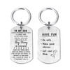 DEGASKEN Son Gifts Keychain Have Fun Be Safe Make Good