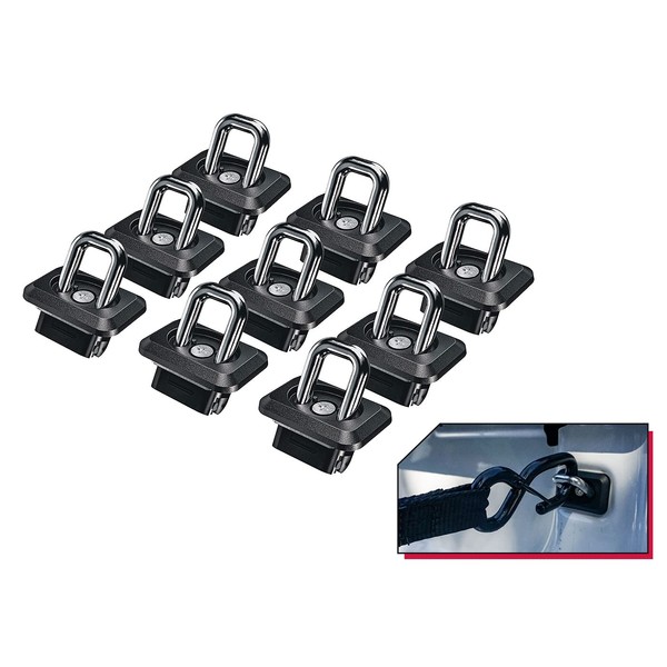 Bull Ring Inner Bed Retractable Truck Bed Tie Down Anchors, Built for 2007+ Chevy Silverado & GMC Sierra, 2015+ Chevy Colorado & GMC Canyon, Fits in Truck Bed Stake Pockets, Easy Installation, 9 Pack