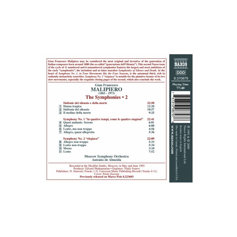 MALIPIERO: SYMPHONIES VOL2