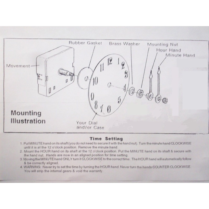 Quartz Clock Movement - High Torque - Short Shaft 1/4"