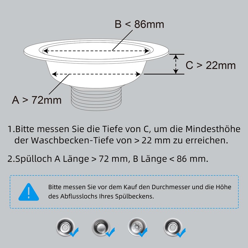 Hibbent Sink Stopper, Sink Strainer and Stopper Combo, 3 Stainless