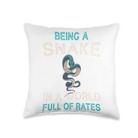 Snake, Terrarium, Funny Snake Lovers World Full Of Rats, funny Snake Throw Pillow, 16x16, Multicolor