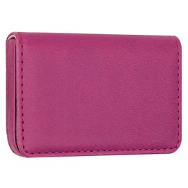 FORYEE Business Card Holder, RFID Blocking PU Leather Wallet with Magnetic for Women and Men, Name ID Credit Card Case, Portable Stylish Carrier Purse for Business Social -PW Rose