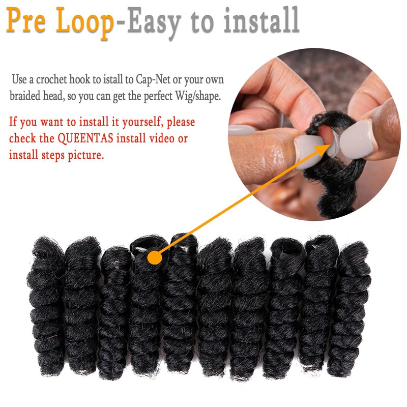 QUEENTAS 3 Packs 10 inch Short Crochet Hair for Black