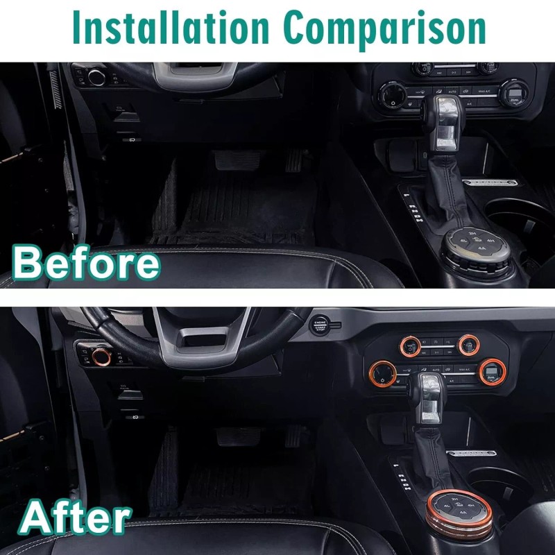 CyanStone 6x Knob Rings for Bronco 21+, Interior Aluminum Bronco