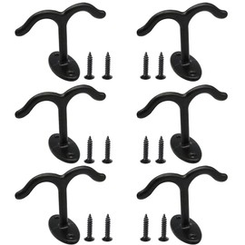 NNNJunhua Zinc Alloy Ceiling Double Hook Cabinet Wardrobe Coat Towel Hat Hook Hooks Under Cabinet Shelf 6 Pieces (Black)