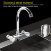 Wall Mount Kitchen Stainless Steel Smooth Surface 2 Handles Faucet