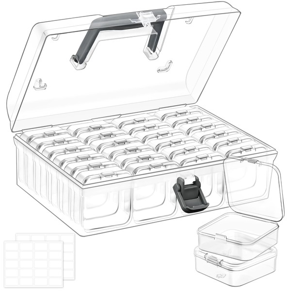 Mauproy Small Bead Organizers with Handle, 24 Pcs Plastic Storage