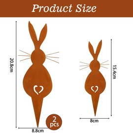 TaleMoon Easter Bunny Garden Decoration Rust Garden Stake, Pack of 3 Easter Decoration Garden Rabbit Rust, Metal Rust Stake Rabbit, Easter Decoration Outdoor Rust, Garden Decoration Rust for Outdoor