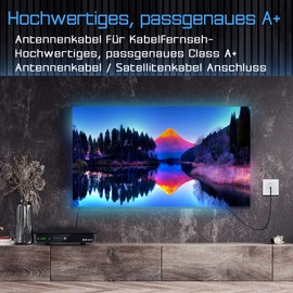 Ultra HDTV TV Aerial Cable by Coaxial Cable Coaxial Plug (90° Angle) to Coaxial Coupling (90° Angle), Metal Plug for DVB-T and DVB-T2, DVB-C, DVB-S, DVB-S2, Radio, VHF, DAB