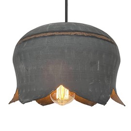 thelampgoods Galvanized Metal Lotus Dome Chandelier Pendant Light - Lighting Fixture Rustic Farmhouse Kitchen Dining Room Laundry Cottage Cabin Industrial