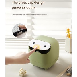 AIWE7D Small Desktop Trash Can with Lid for Desk Trash Cans Cute Mini Garbage Bin Press-top Wastebasket for Office Countertop Coffee Table Desk (LightGreen)