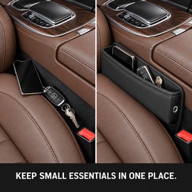 Car Seat Gap Organizer Pocket – Slim Leather Side Storage Caddy for Phone, Keys, Wallet & Center Console Essentials