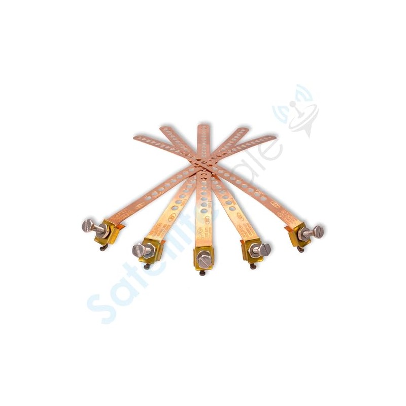 SatelliteSale Copper Coated Grounding Strap 12" Flexible and Adjustable Pack