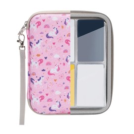 Card Storage Case Compatible with Yoto, 80 Pockets Case for Mini Audiobook Cards, Portable Yoto Card Holder with Zipper, Card Binder Holder with Sleeves for Travel(Pink-Unicorn)