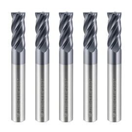 ZZBD-CT Carbide Square End Mills-4 Flute TiALSiN Coated,for Milling Alloy Steels, Hardened Steel, Metal etc.5 Pcs 1/4 inch
