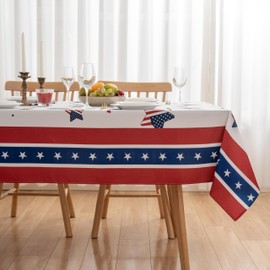 4th of July 60x102 Rectangle Tablecloth American Flag Stars Patriotic Memorial Day Table Cloth - Oblong Polyester Independence Day Table Cover Washable Water&Stain-Resistant for Party Picnic Dinner