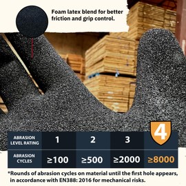 Cestus NS Grip 6116, Natural Foam Latex Coated Work Gloves with Grip, High Visibility (6 Pairs, 2X-Large)