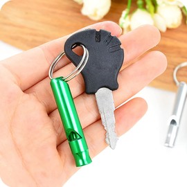 SagaSave 2 Pcs Emergency Whistle, Aluminium Alloy Outdoor Survival Whistle with Key Ring, Loud Sound Whistle for Outdoor Camping Hiking - Purple