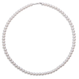 6mm-12mm Pearl Necklace for Men, Round White Pearl Necklace for Women, Pearl Choker Necklace Strand Pearl Jewelry for Women (8mm, 18inch)