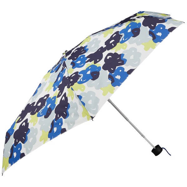 HUS. Smart Duo Paint Flower Folding Umbrella, For Rain or Shine, Blue, Lightweight, Women's, Standard